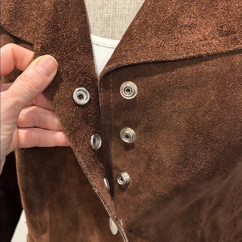 Vintage Brown Suede Jacket Snap Front Retro Western Coat Women’s Medium - Picture 8 of 16